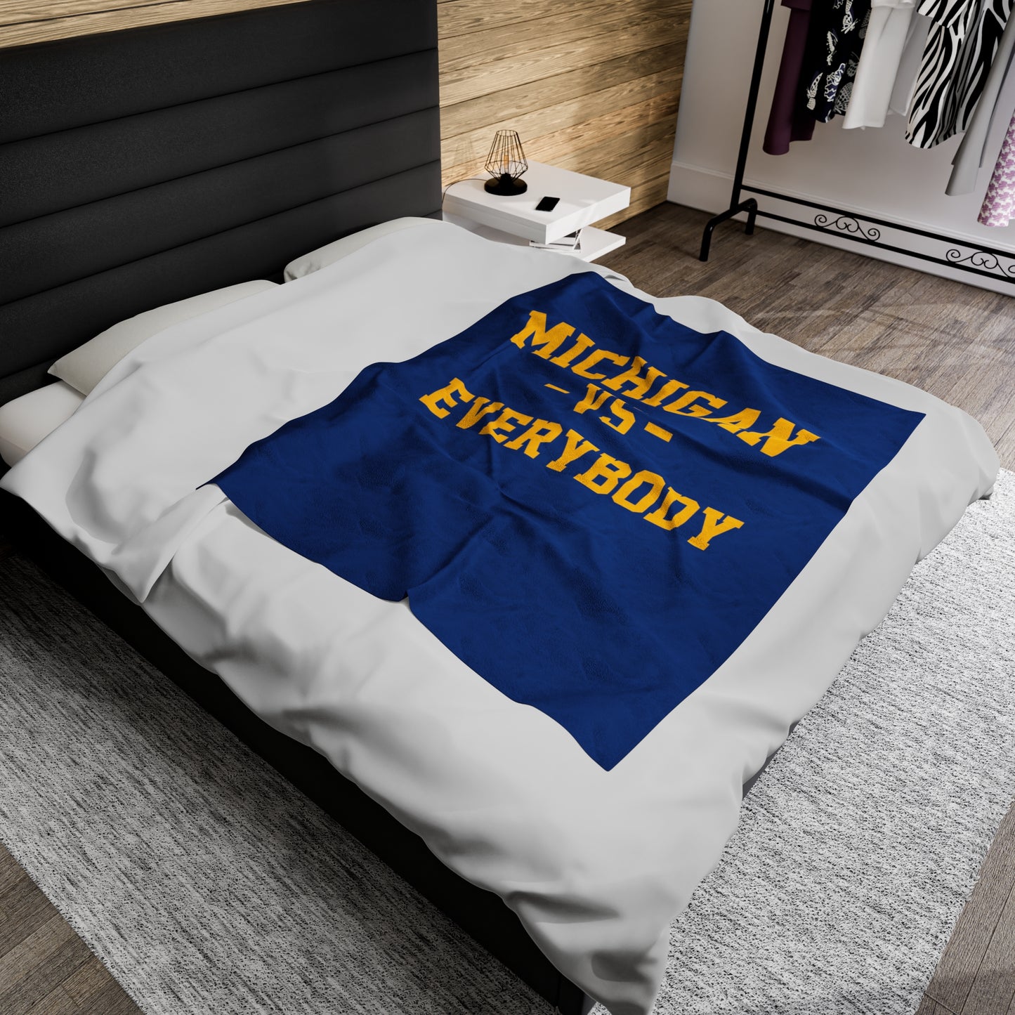 Michigan Vs Everybody Blue Velveteen Plush Blanket