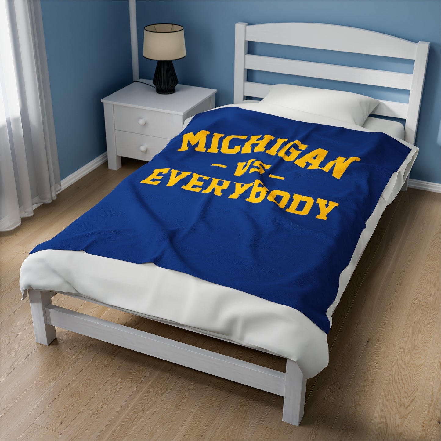 Michigan Vs Everybody Blue Velveteen Plush Blanket