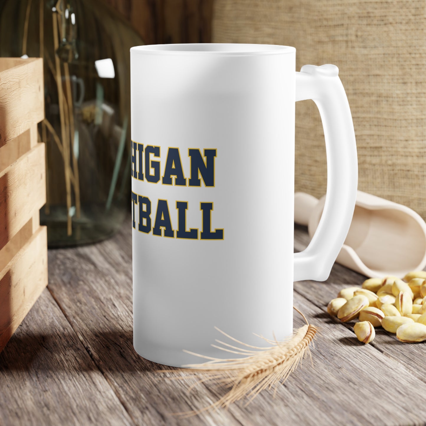 Michigan Football Frosted Glass Beer Mug