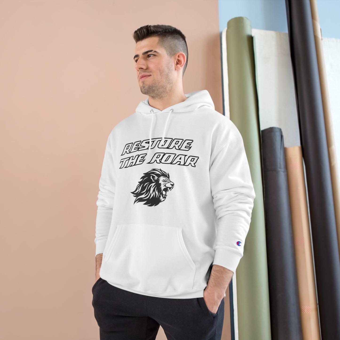 Romans 5:3-4 Restore the Roar Champion Hoodie