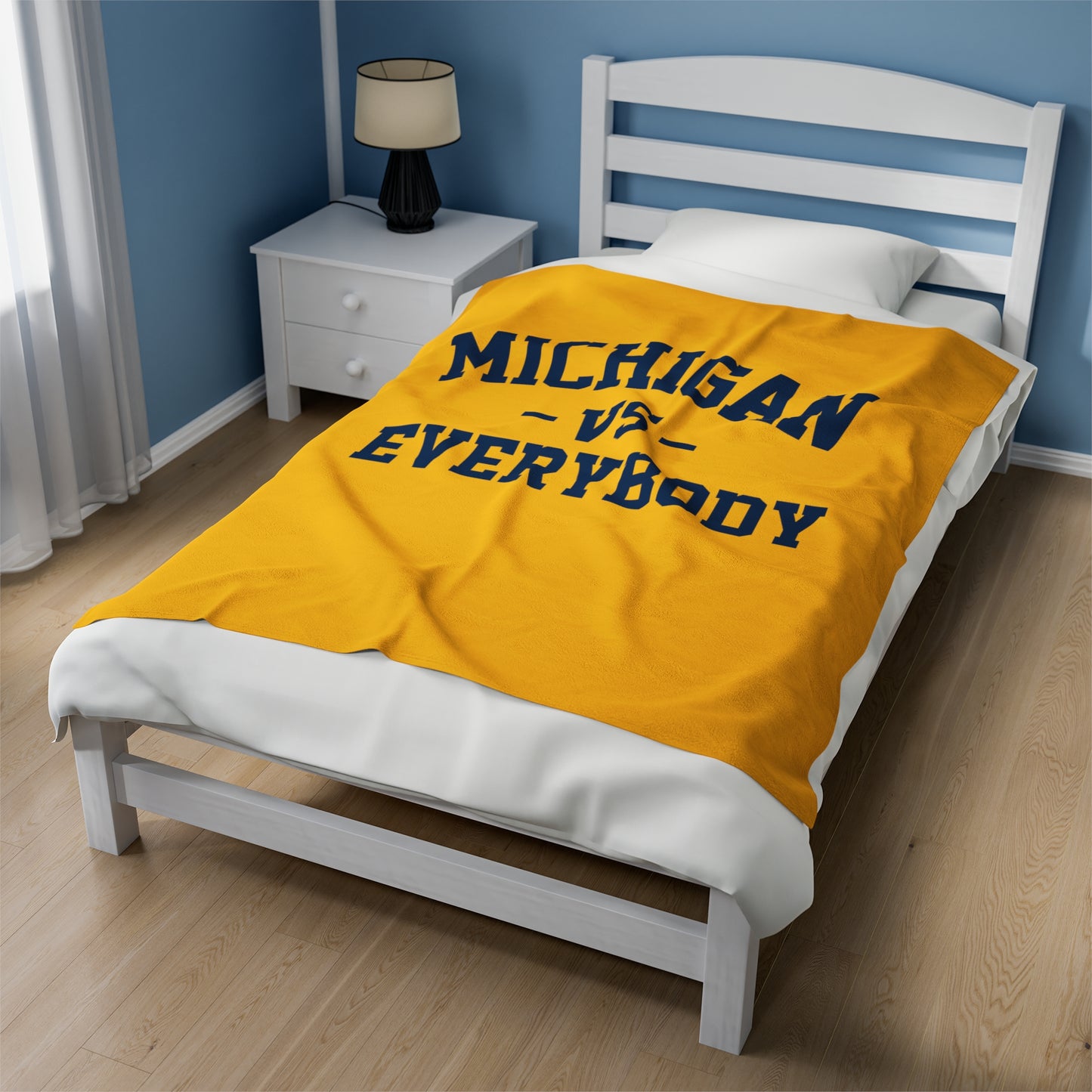 Michigan Vs Everybody Maize Velveteen Plush Blanket