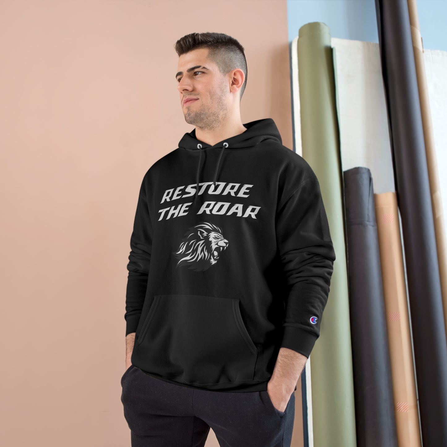 Romans 5:3-4 Restore the Roar Champion Hoodie