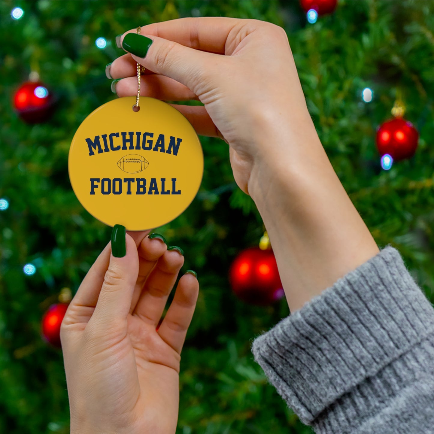 Michigan Football Ceramic Ornament