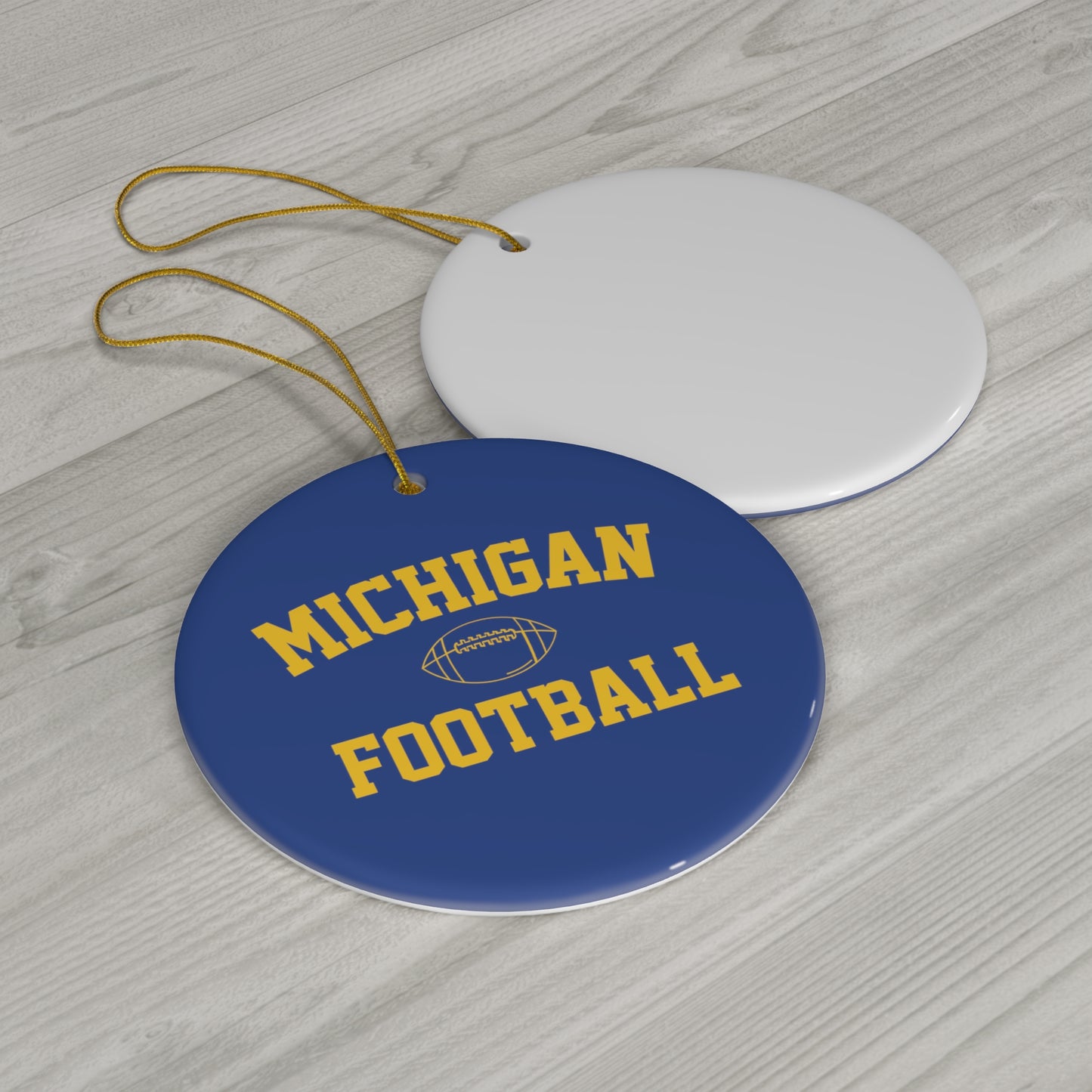 Michigan Football Ceramic Ornament Blue