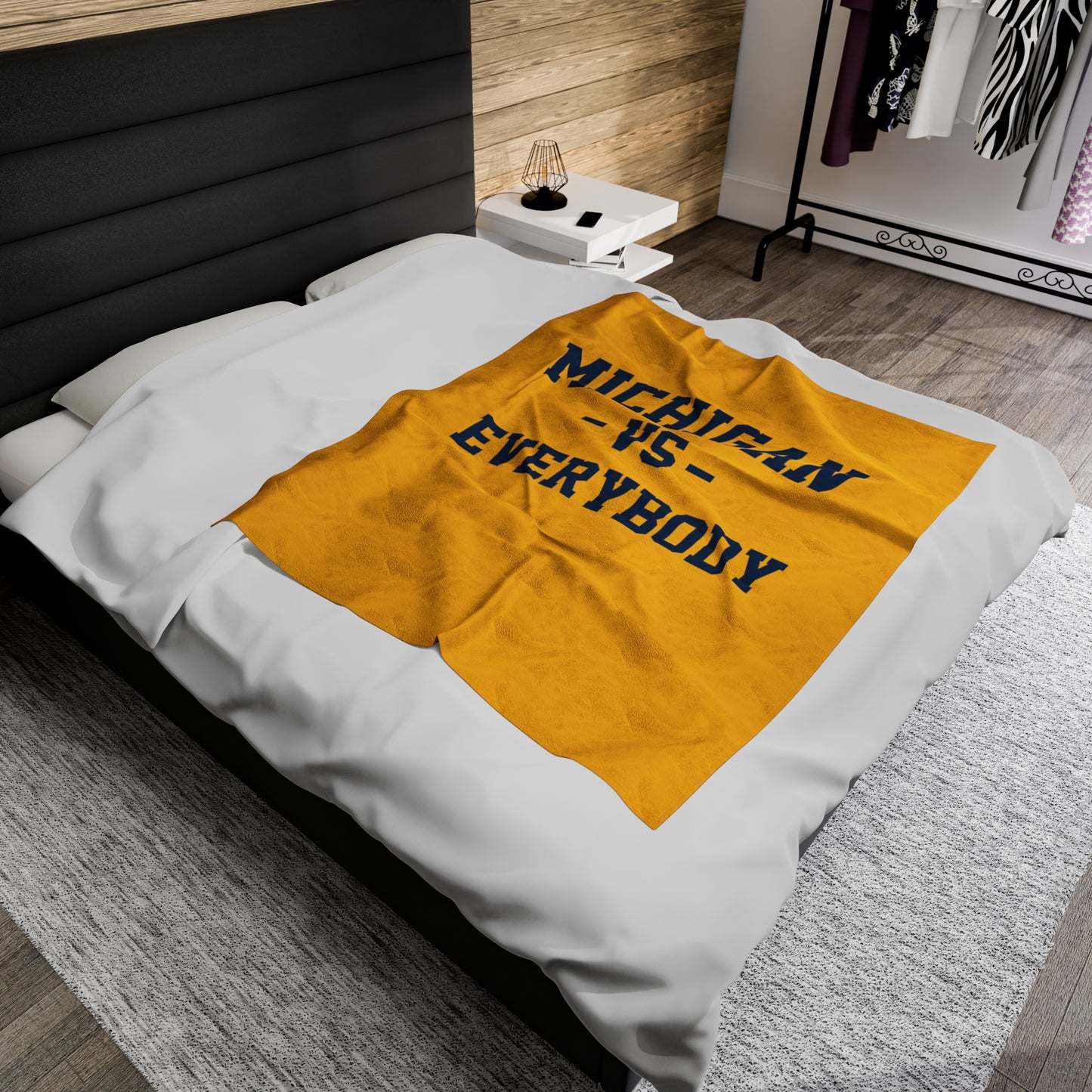 Michigan Vs Everybody Maize Velveteen Plush Blanket