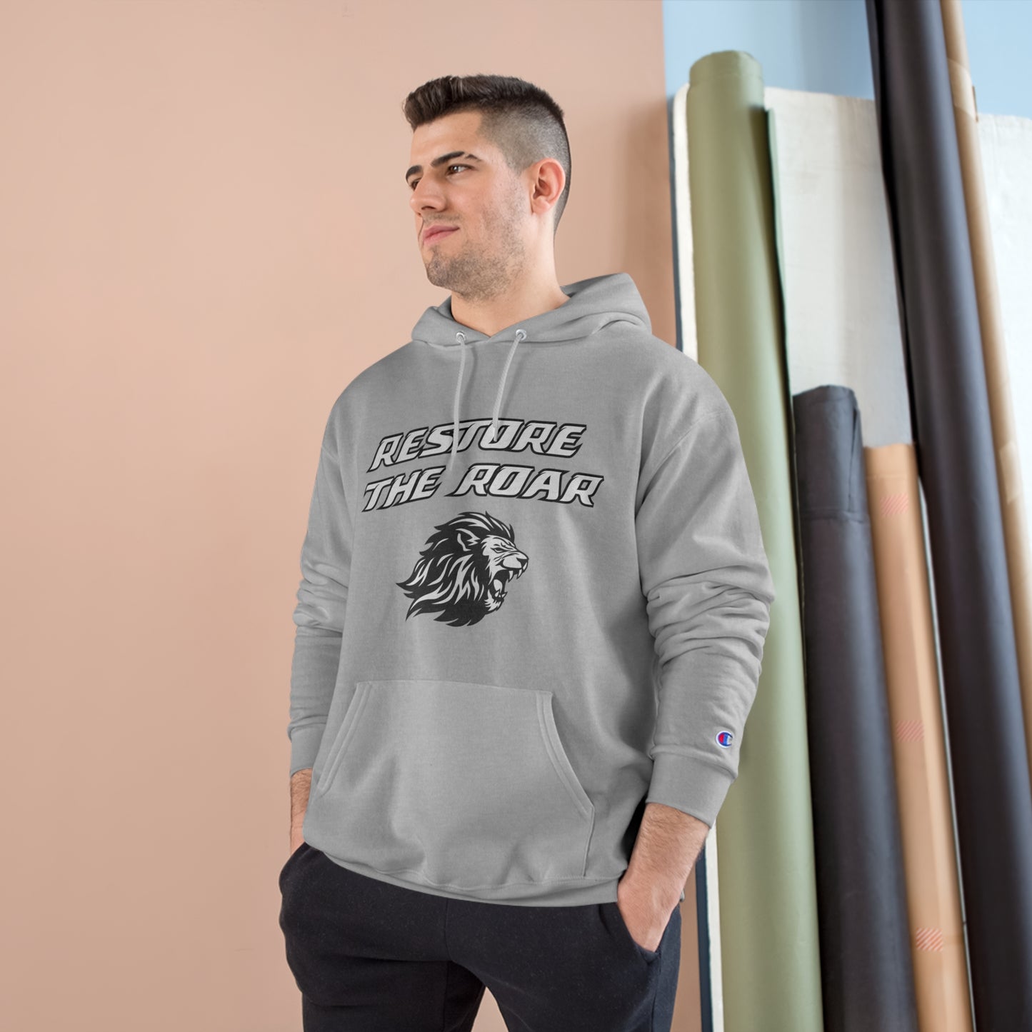 Romans 5:3-4 Restore the Roar Champion Hoodie