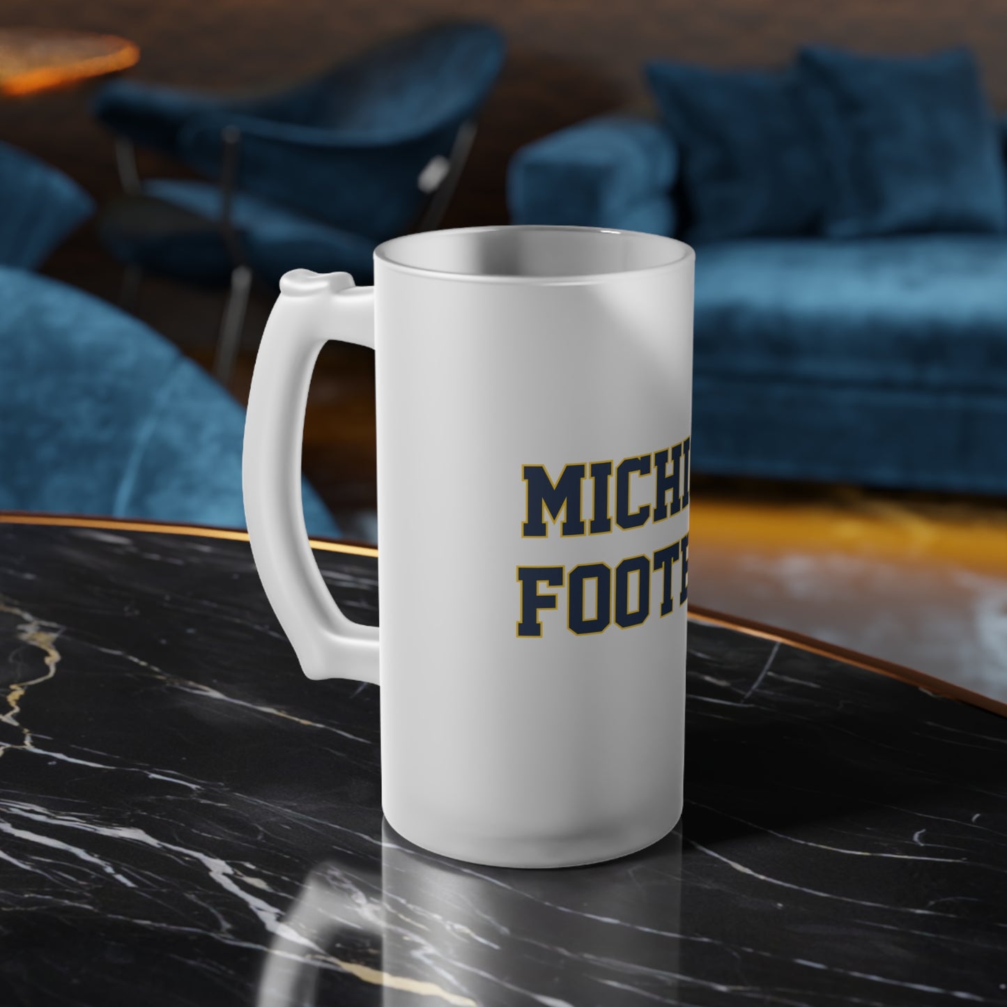 Michigan Football Frosted Glass Beer Mug